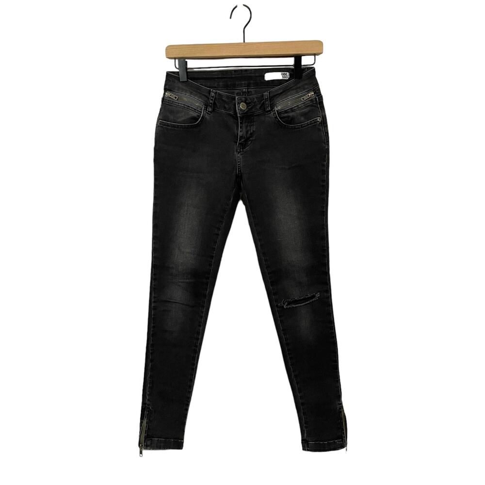 Anine Bing Double Zipper Skinny Jeans - Charcoal - 26